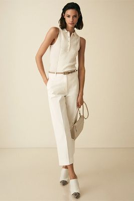 Cotton Blend Cropped Tailored Trousers from Reiss