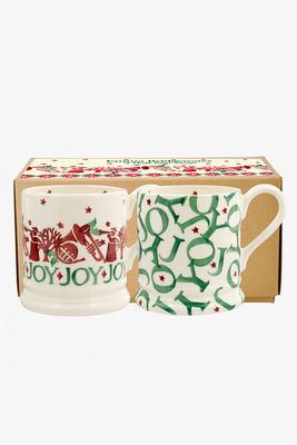 Boxed Set of 2 Christmas Joy Trumpet 1/2 Pint Mugs from Emma Bridgewater