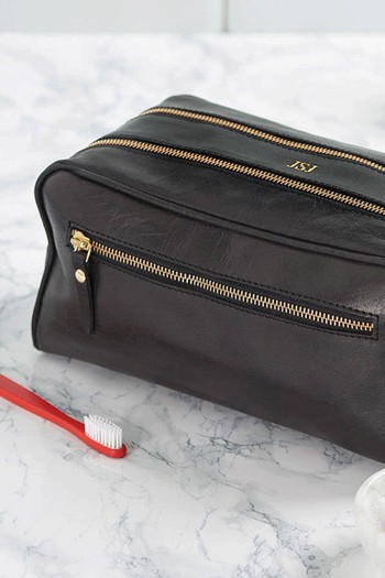 Personalised Leather Washbag from Vida Vida