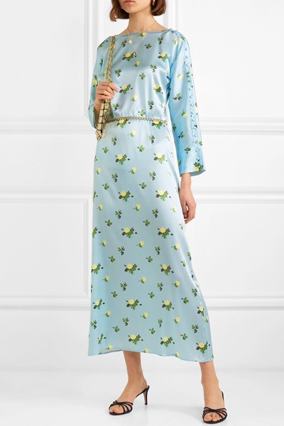 Dakota Floral-Print Stretch-Silk Satin Maxi Dress