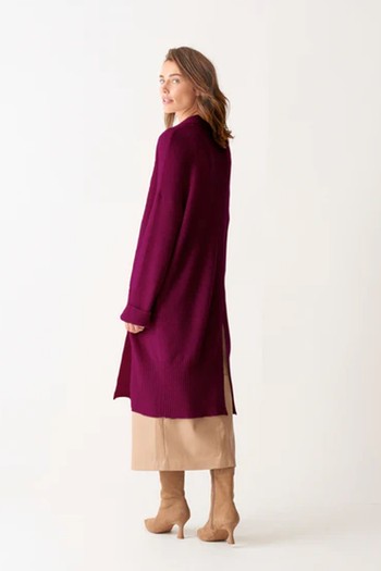 Cashmere Edge To Edge Cardigan Barolo Red