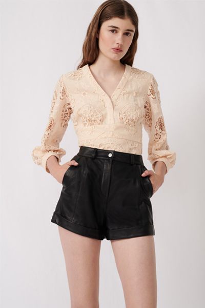 Cuffed Shorts With Topstitching from Maje