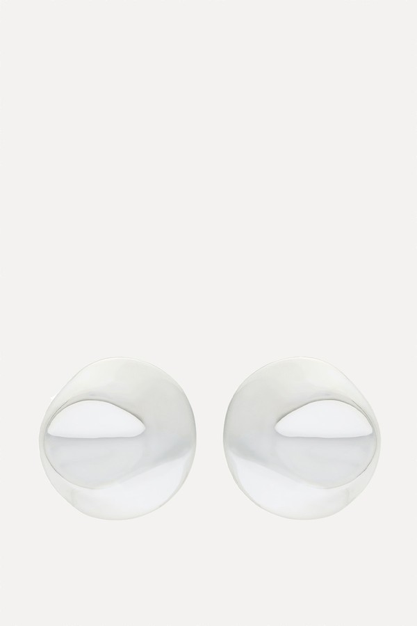 Dented Medallion Sterling Silver Drop Earrings from Nina Gordon