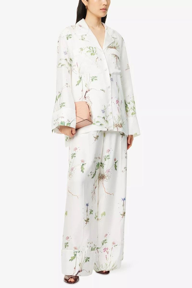 Notch-Collar Floral Silk Pyjama Shirt from Erdem