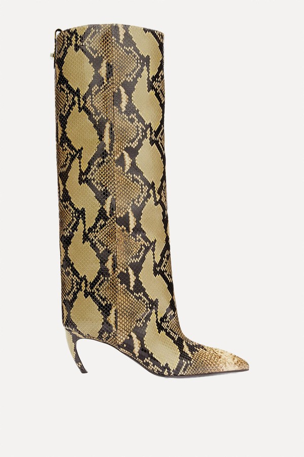 65mm Lea Snake Print Leather Boots from The Attico