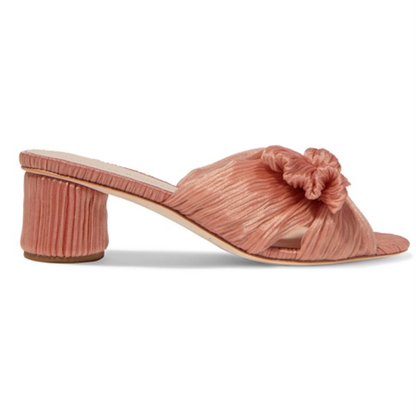 Emilia Bow-Detailed Plissé-Lamé Mules from Loeffler Randall