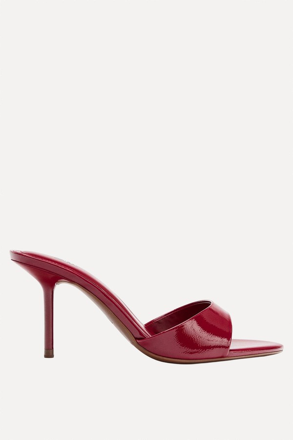 Faux-Patent-Finish Heeled Sandals