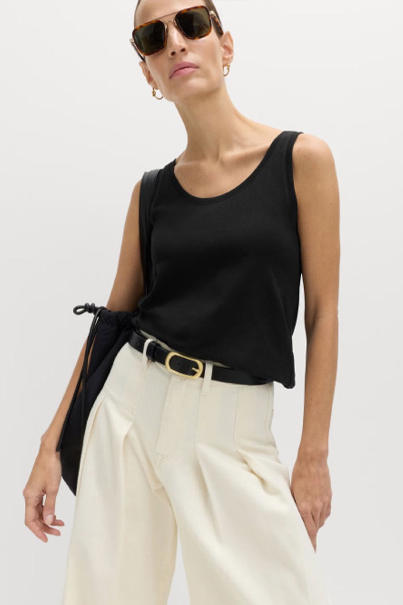 Cotton Scoop Neck Top