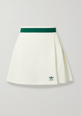 Striped Pleated Recycled Piqué Mini Skirt from Adidas Originals 