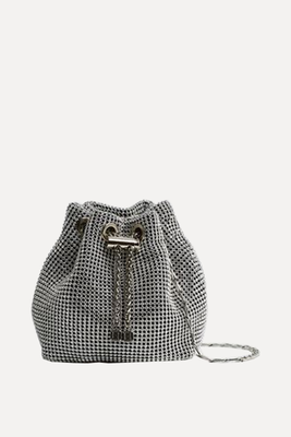 Demi Crystal Mini Bucket Bag from Reiss 