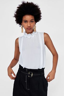 Faux Pearl Studded Top from Zara