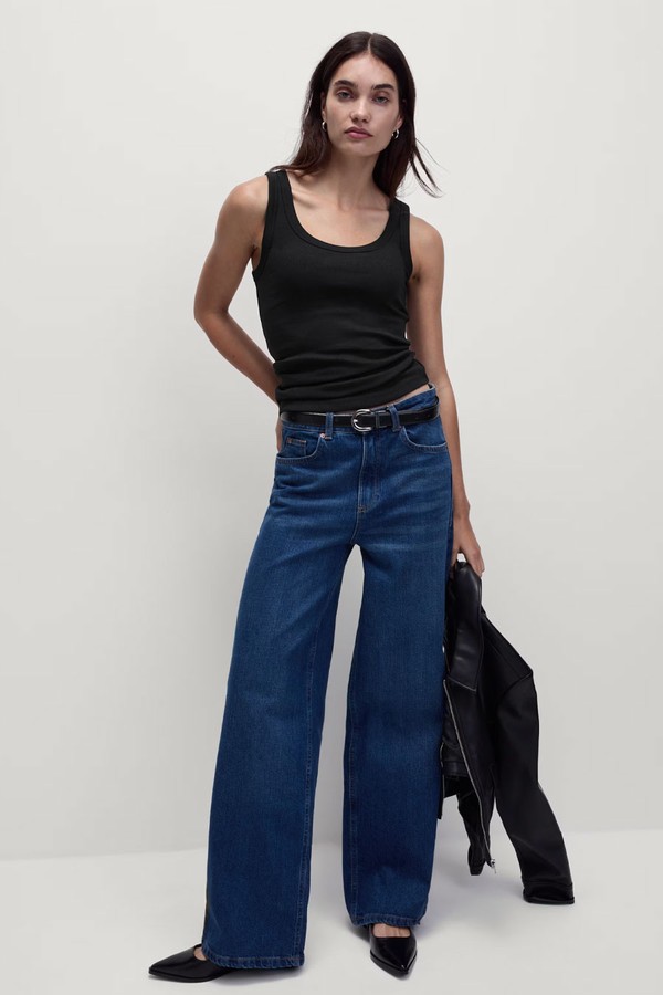 Cotton Rich Ribbed Slim Fit Vest Top from Marks & Spencer