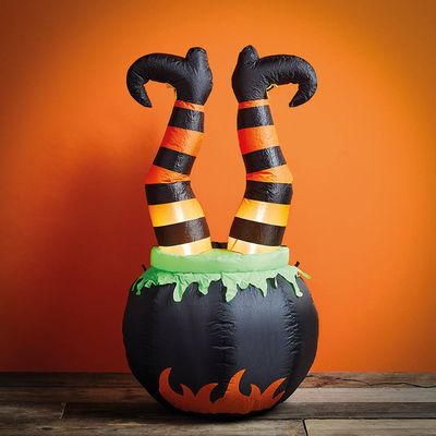 Inflatable Halloween Witch And Cauldron Decoration from Lights4Fun