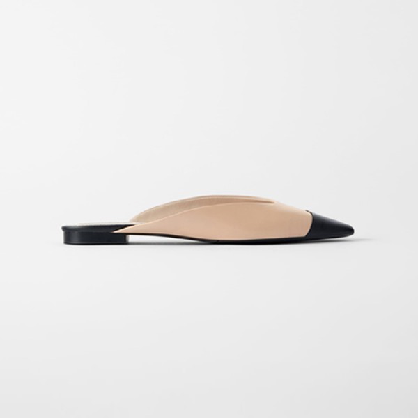 Flat Leather Mules from Zara