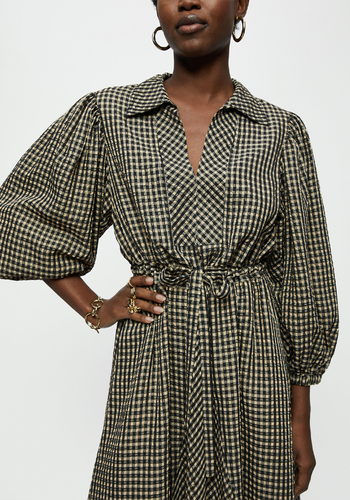 Gingham V-Neck Midaxi Shirt Dress from Jigsaw