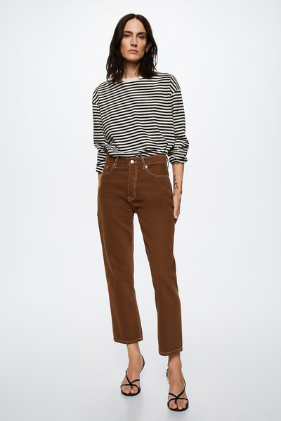 High-Waist Straight Cropped Jeans