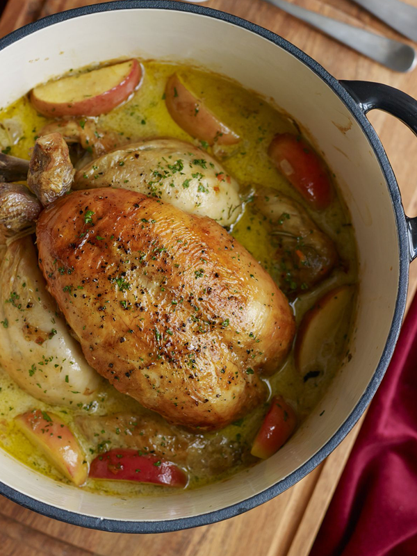 Pot-Roasted Chicken With Apple