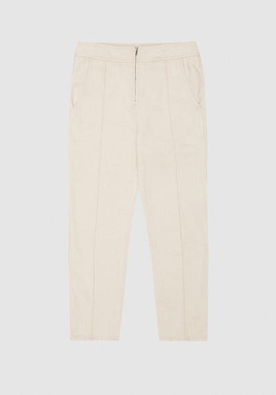 Zadie Ecru Slim Cut Jeans With Exposed Zip Detail