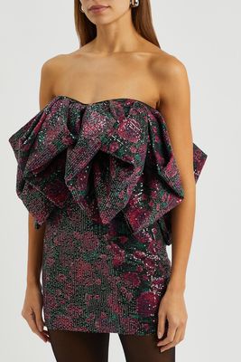 Floral-Print Sequin-Embellished Mini Dress from ROTATE Sunday 