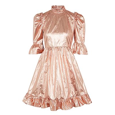 Rose Gold Ruffle-Trimmed Lamé Dress from Batsheva