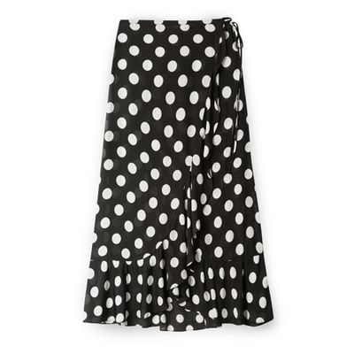 Ruffled Polka-Dot Midi Skirt from Rixo