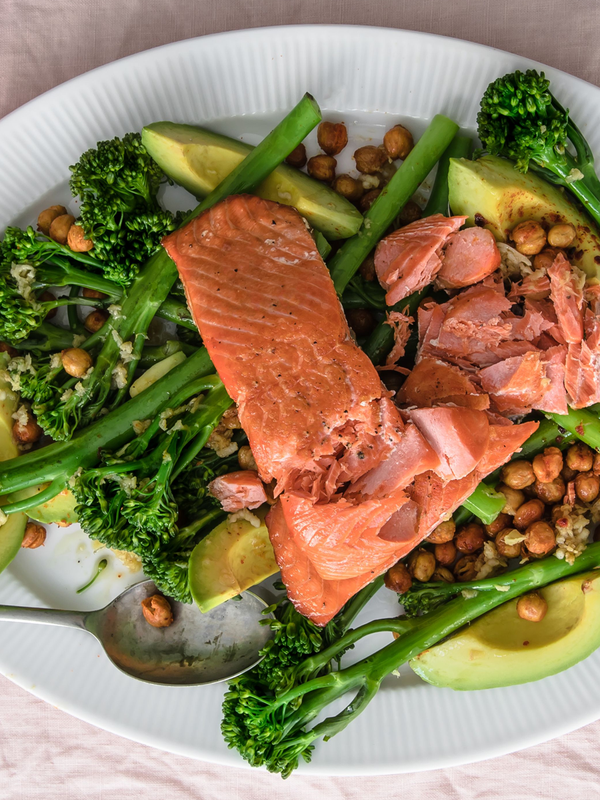 Pan-fried Salmon With Tenderstem Broccoli & Crispy Chickpeas