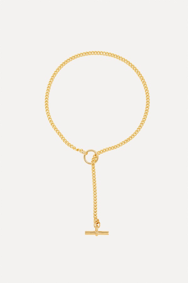 Gold Curb Chain Lariat Necklace from Tilly Sveaas