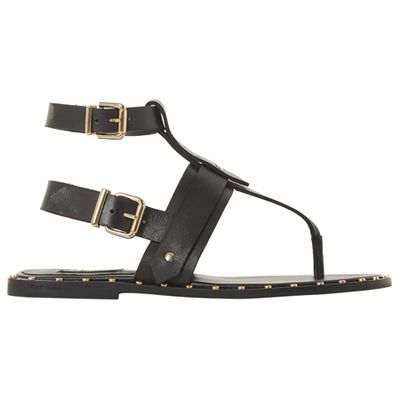Lorrenzo Toe Post Flat Sandals Black leather from Dune