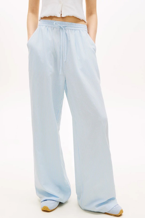 Loose Linen Blend Drawstring Trousers  