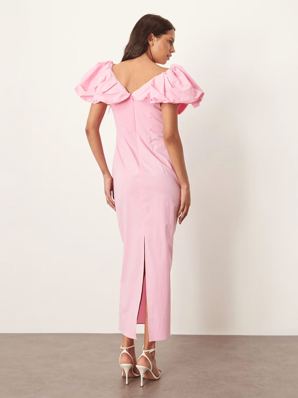 Bardot Ruched Puff Sleeve Maxi Dress from ARRANGE
