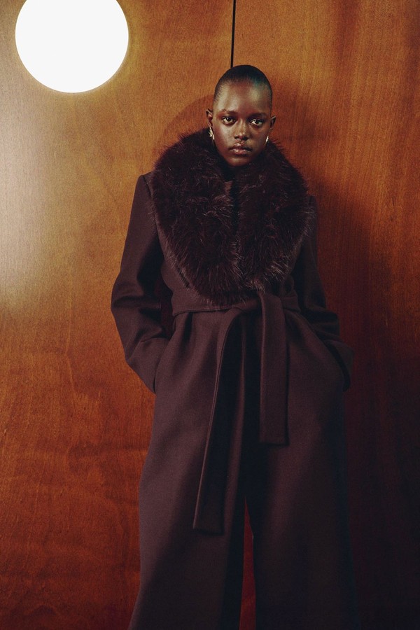 Manteco Wool Coat With Fur Collar from Mango