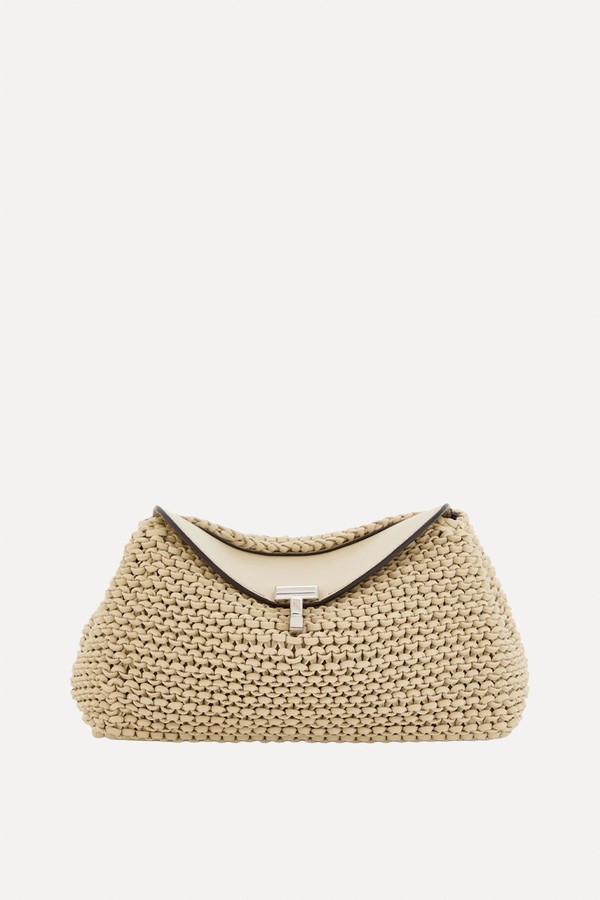 T-Lock Mini Woven Leather Clutch from Toteme