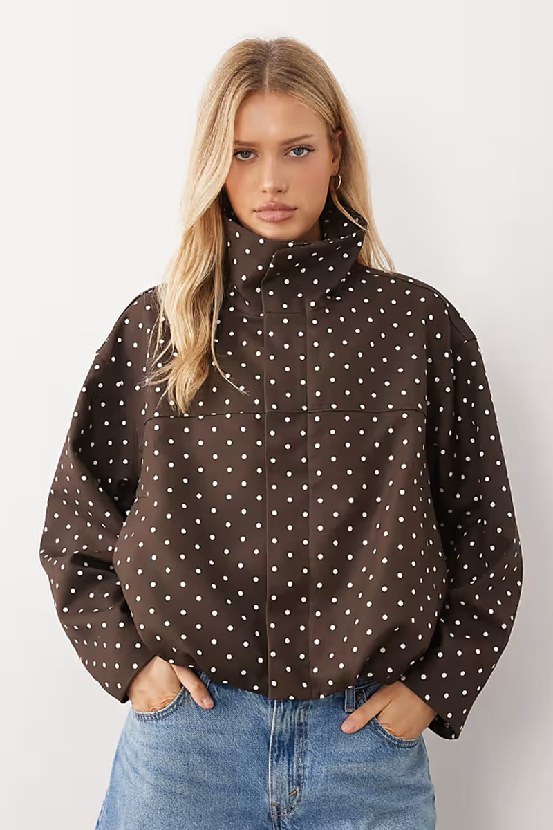 High Neck Polka Dot Short Jacket from Gina Tricot