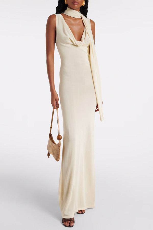 Scarf-Detail Draped Maxi Dress from Aya Muse