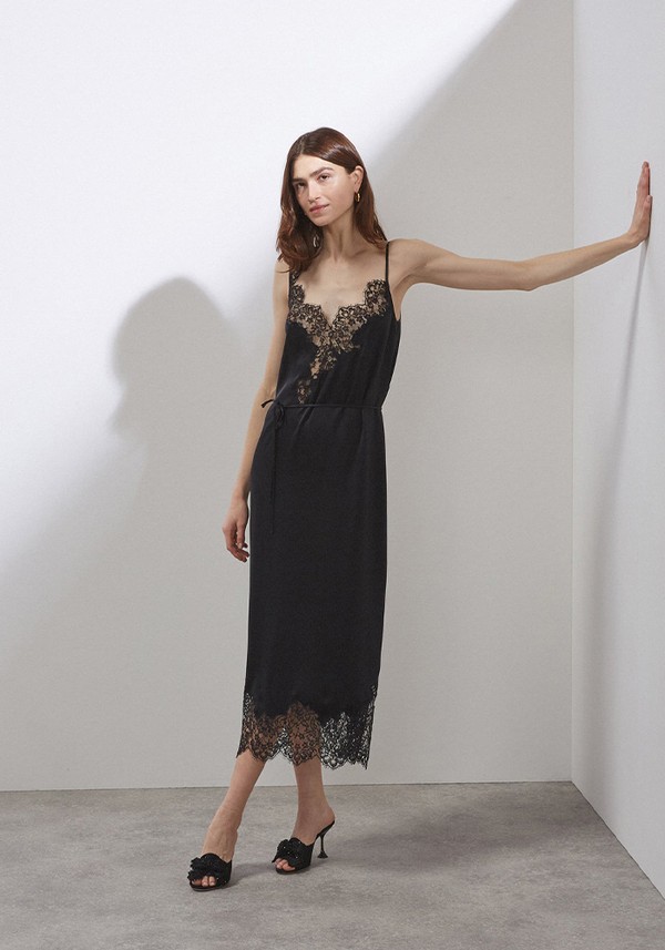 Lace-Trim Silk-Satin Slip Dress from Raey