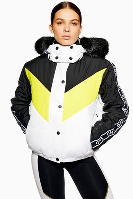 Colour Block Logo Jacket from Topshop