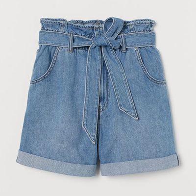Denim Paper Bag Shorts from H&M