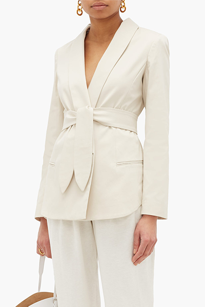 Tero Single-Breasted Belted Cotton-Blend Blazer from Acheval Pampa