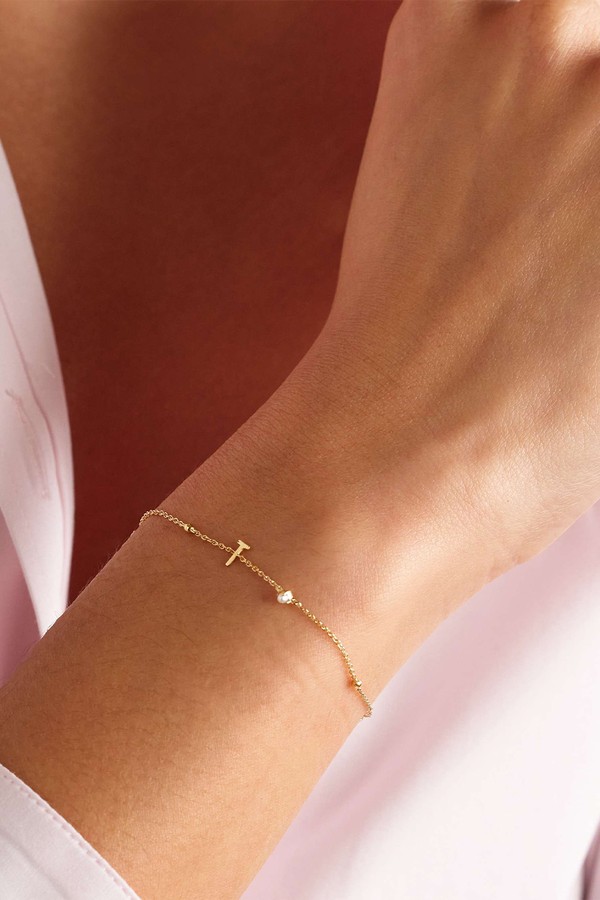 Initial 14-Karat Gold Pearl Bracelet from Stone & Strand