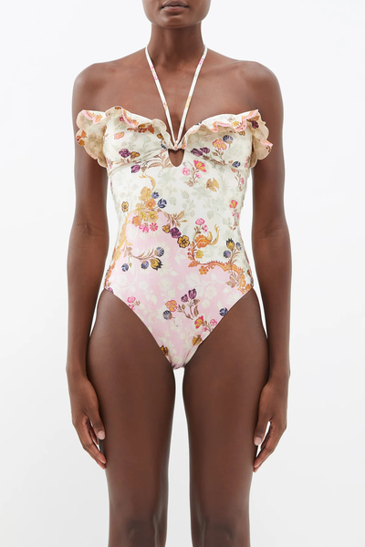 Laurel Ruffled Floral-Print Swimsuit  from Zimmerman