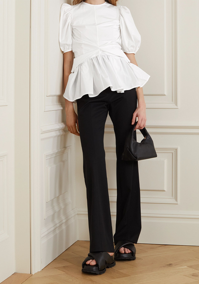 Faith Gathered Cotton-Poplin Peplum Blouse from Cecilie Bahnsen