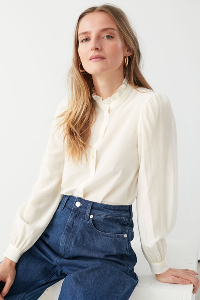 Ruffle Collar Silk Shirt from & Other Stories