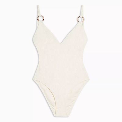 Ivory Shirred Ring Swimsuit from Topshop