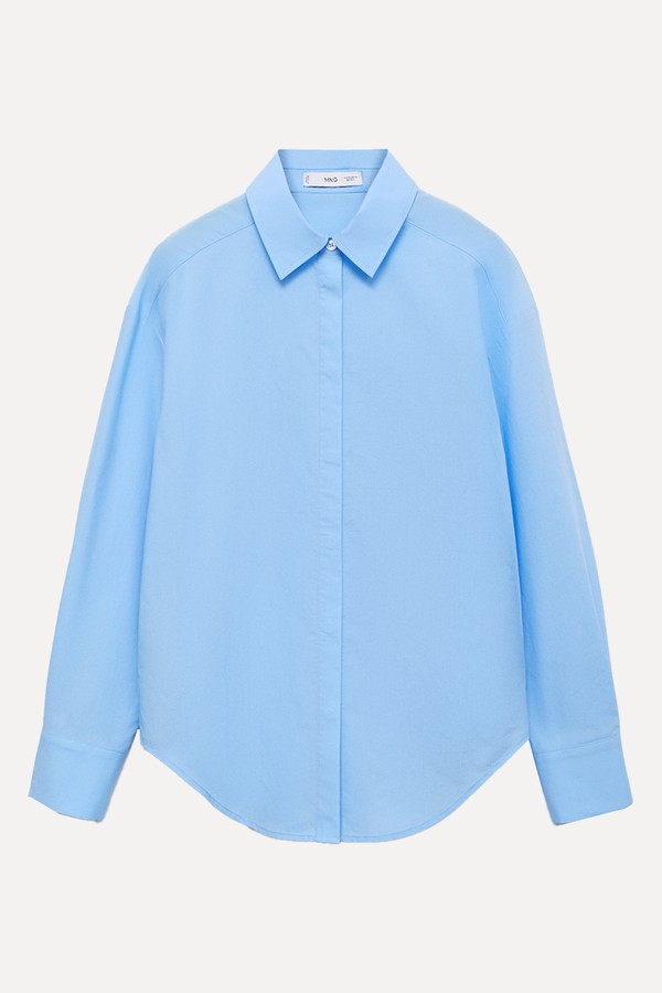 Lyocell Shirt With Hidden Buttons from Mango