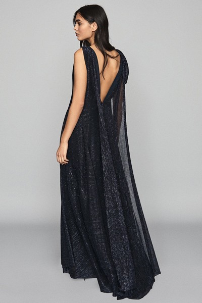 Vivienne Metallic Maxi Dress Navy