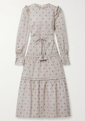 Christy Ruffled Printed Cotton-Poplin Midi Dress from Anna Mason