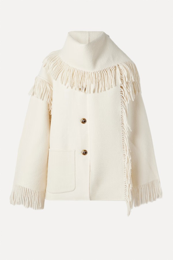 Draped Fringed Wool-Blend Jacket from TOTEME