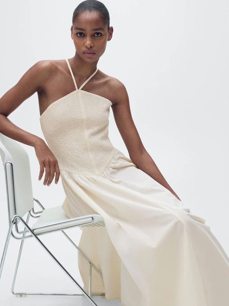 2 In 1 Jersey Woven Midi Dress from Mango