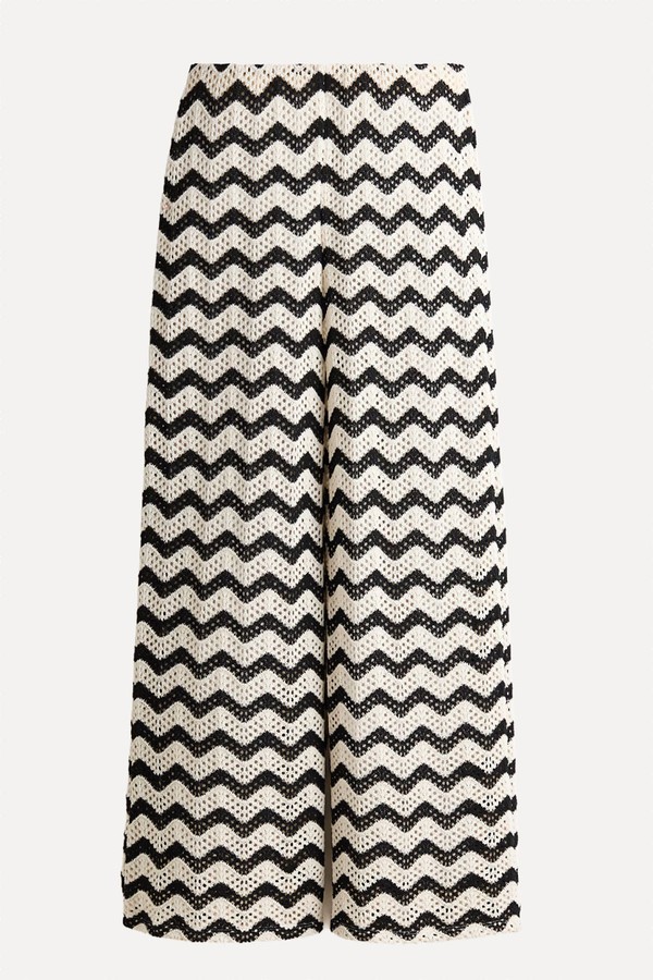 Wide Textured-Knit Trousers