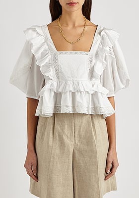 Charlotte Ruffle-Trimmed Cotton Blouse from Rhode